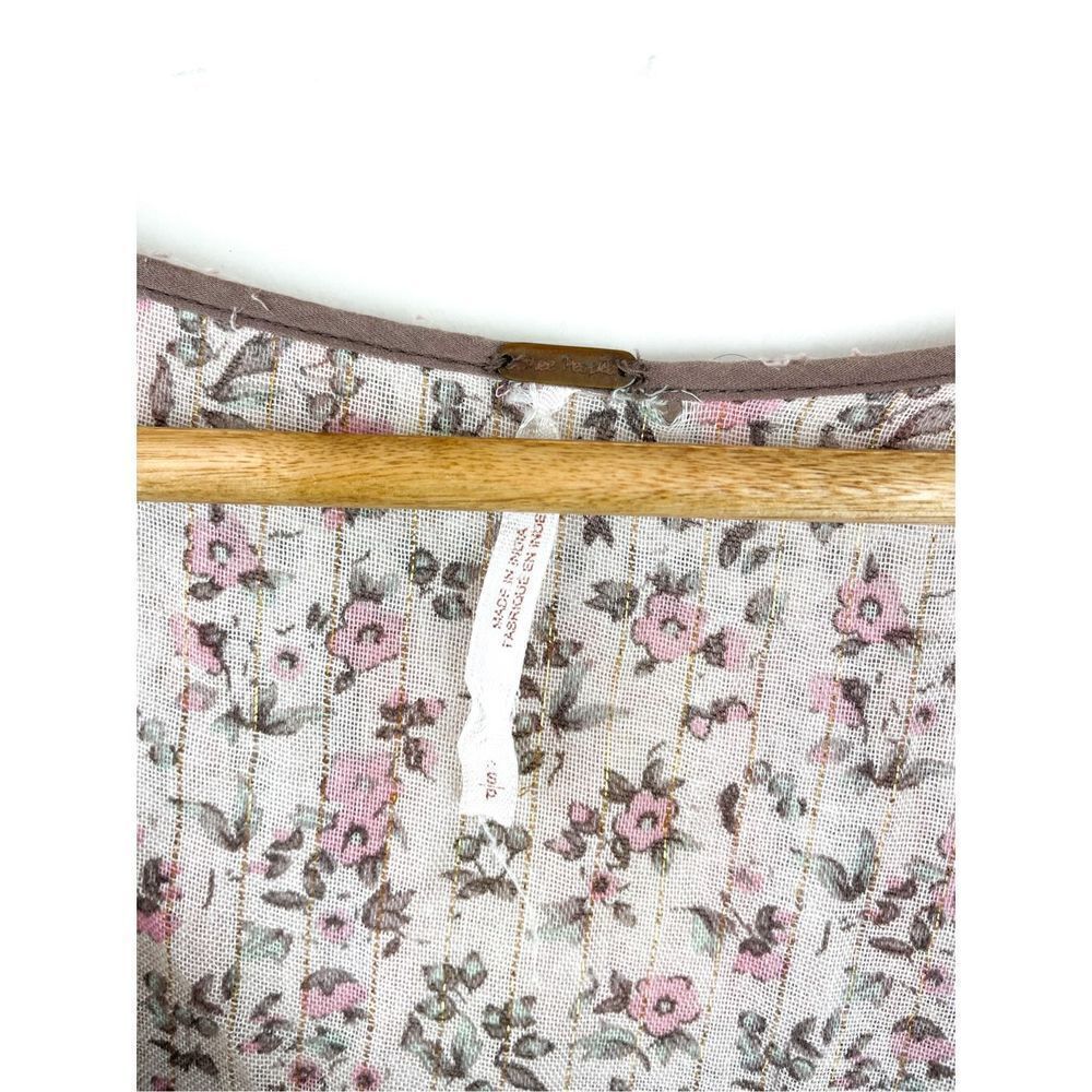 Free People Dream Lover Tunic Boho Peasant Tassel Long Sleeve Blouse with Floral - Picture 3 of 16